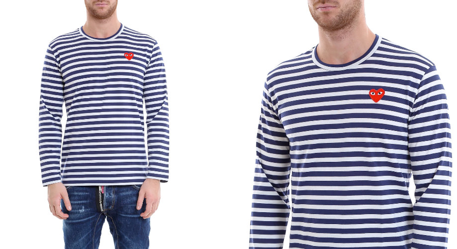 Comme Des Garçons Play Striped Long Sleeve T-Shirt