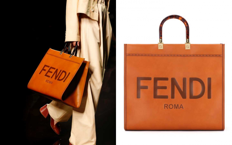 Fendi Sunshine Shopper logo-embossed leather tote