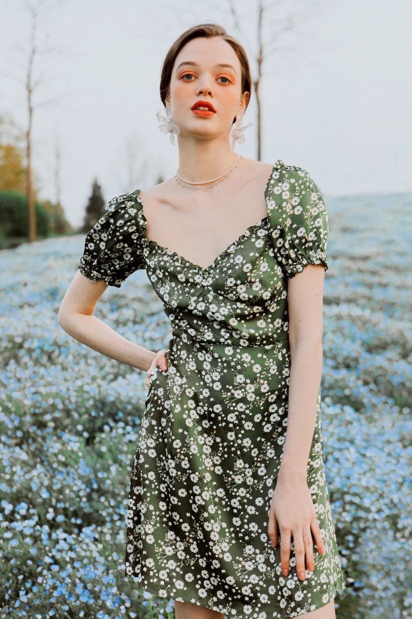 Maisy Dress - Green Floral
