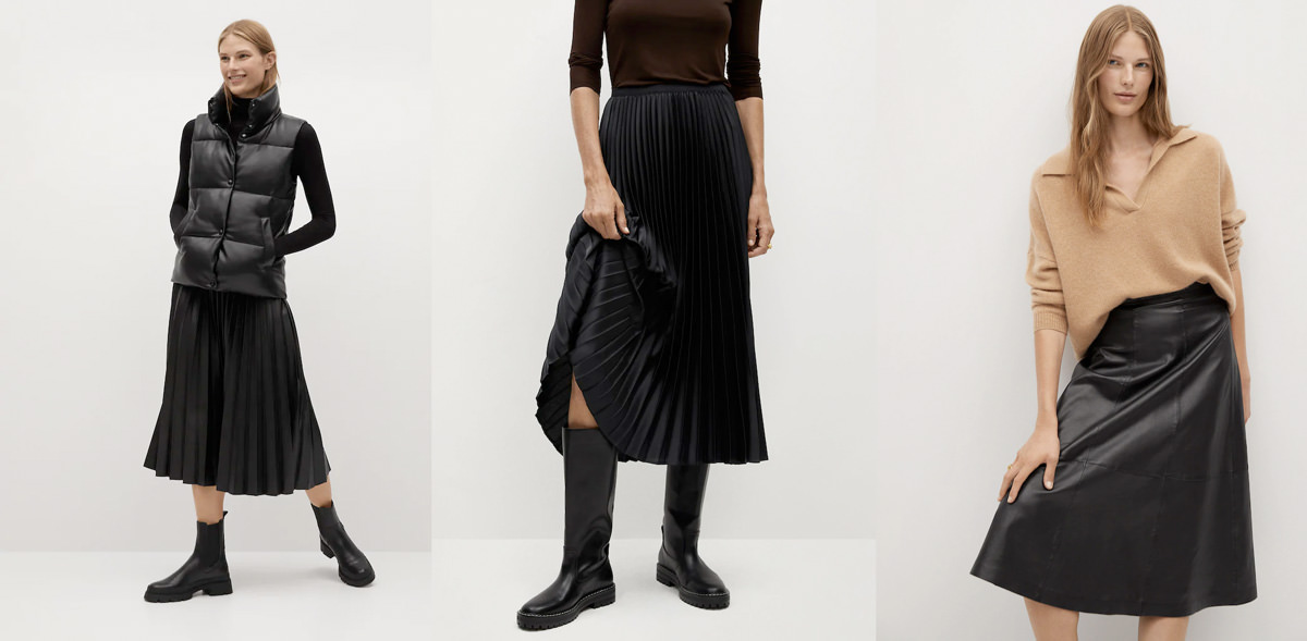 Ruffled leather skirt