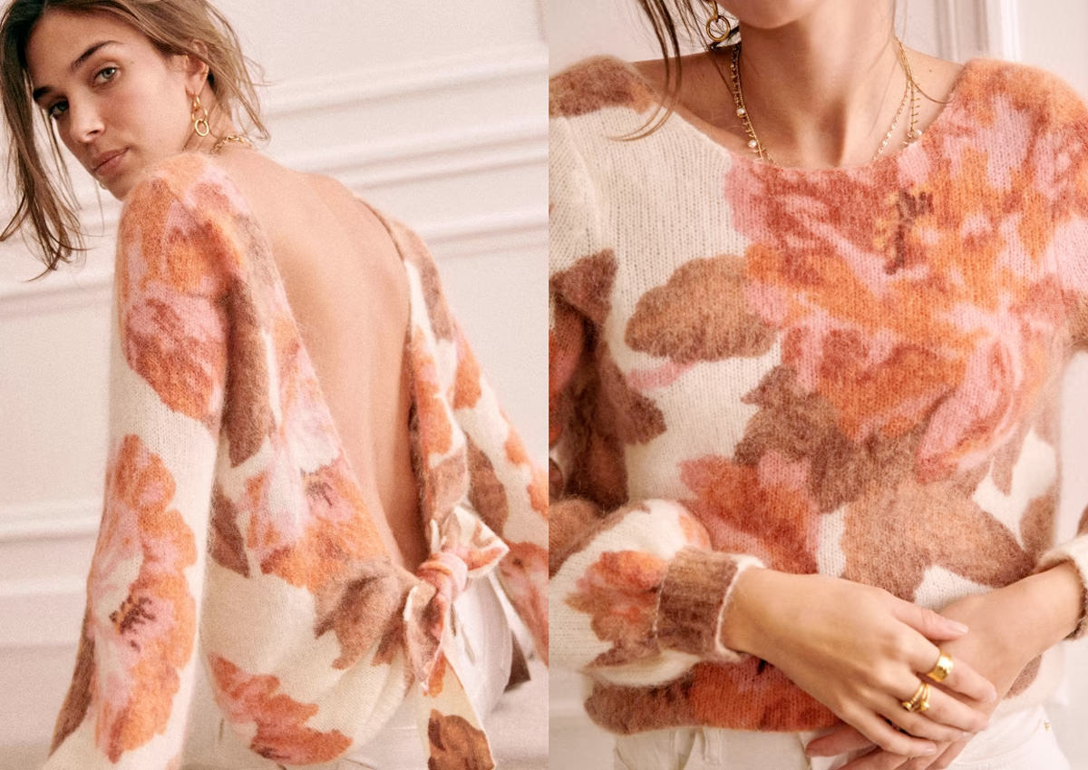 Sezane Lise Jumper春天穿搭🌹超溫柔粉嫩感花卉針織衫實穿